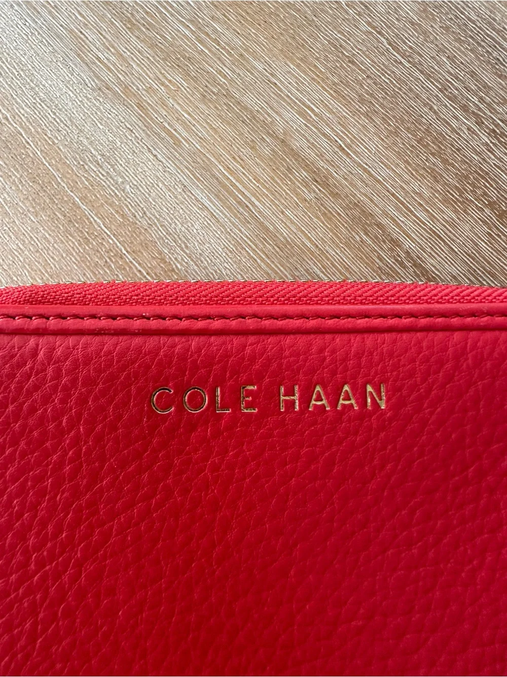 Cole Haan Red Pebbled Leather Wristlet